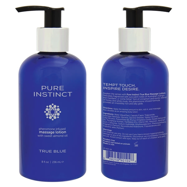 Pure Instinct Pheromone Massage Lotion True Blue 8 Oz