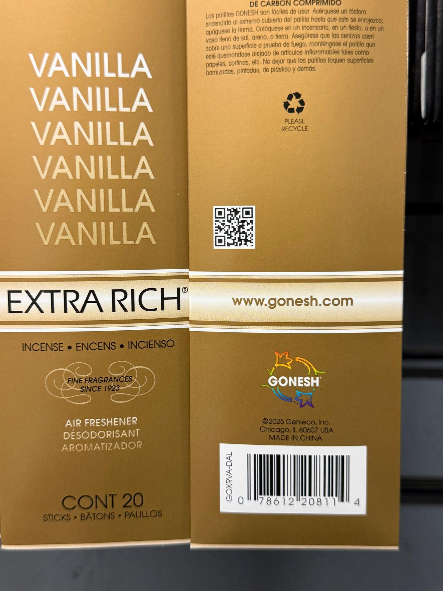 Gonesh Incense Sticks Extra Rich Collection-Vanilla