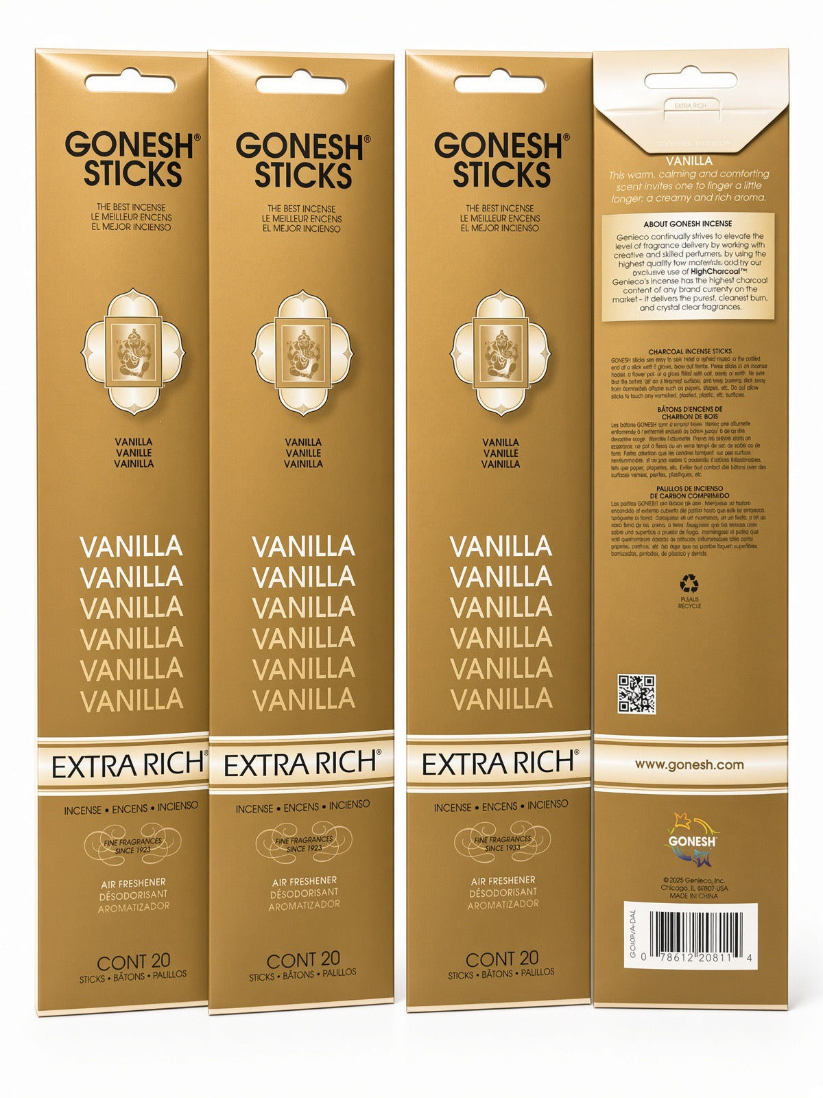 Gonesh Vanilla incense, Extra Rich Vanilla, Vanilla incense sticks, Gonesh Extra Rich Vanilla,
creamy vanilla incense, comforting incense, Gonesh charcoal incense, vanilla air freshener