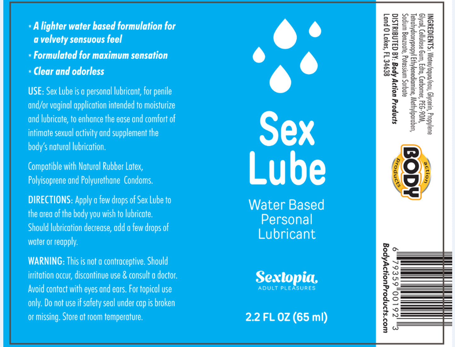 Sex Lube - Waterbased Lubricant 2.2 Oz