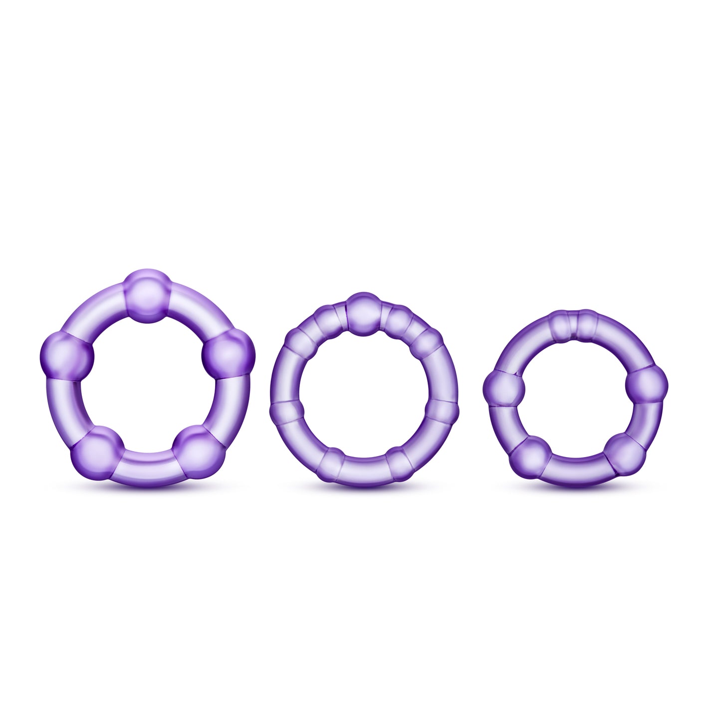 Stay Hard - Beaded Cock Rings - 3 Pack - Purple