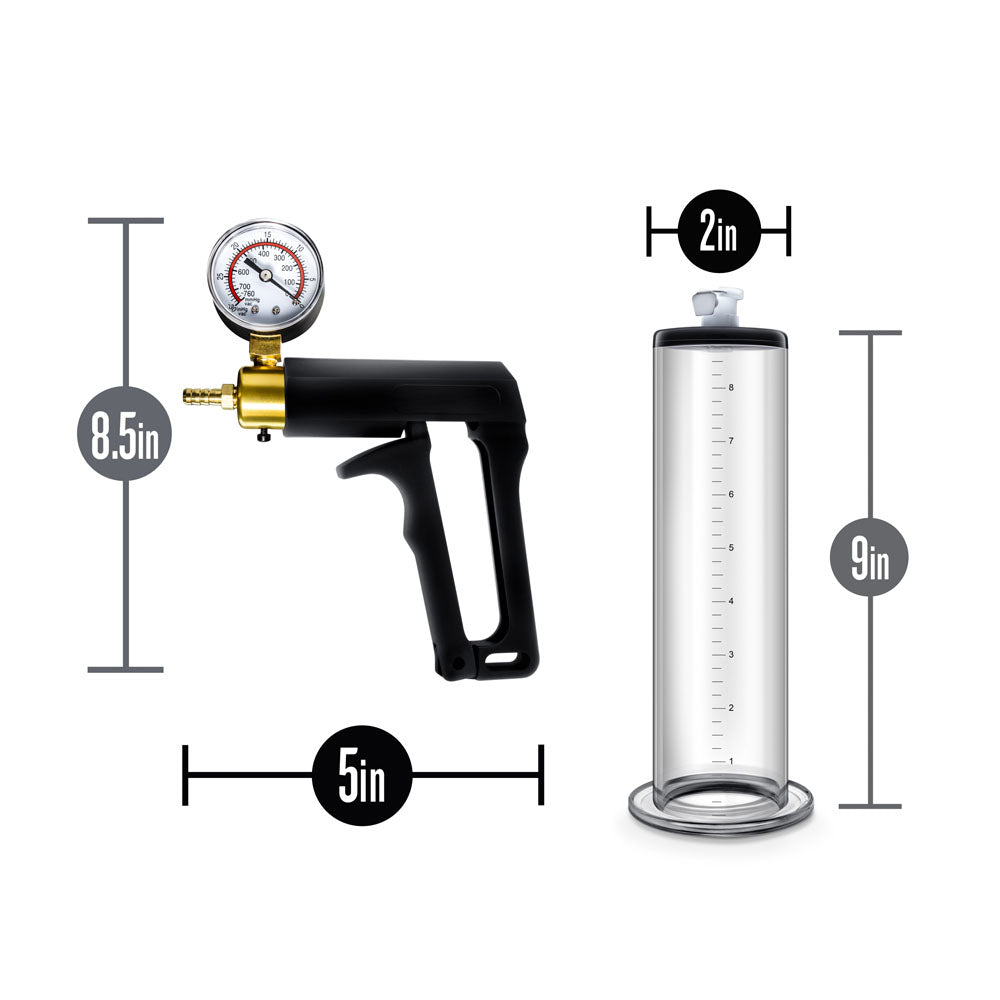 Performance - Vx7 Vacuum Penis Pump With Brass Trigger & Pressure Gauge - Clear