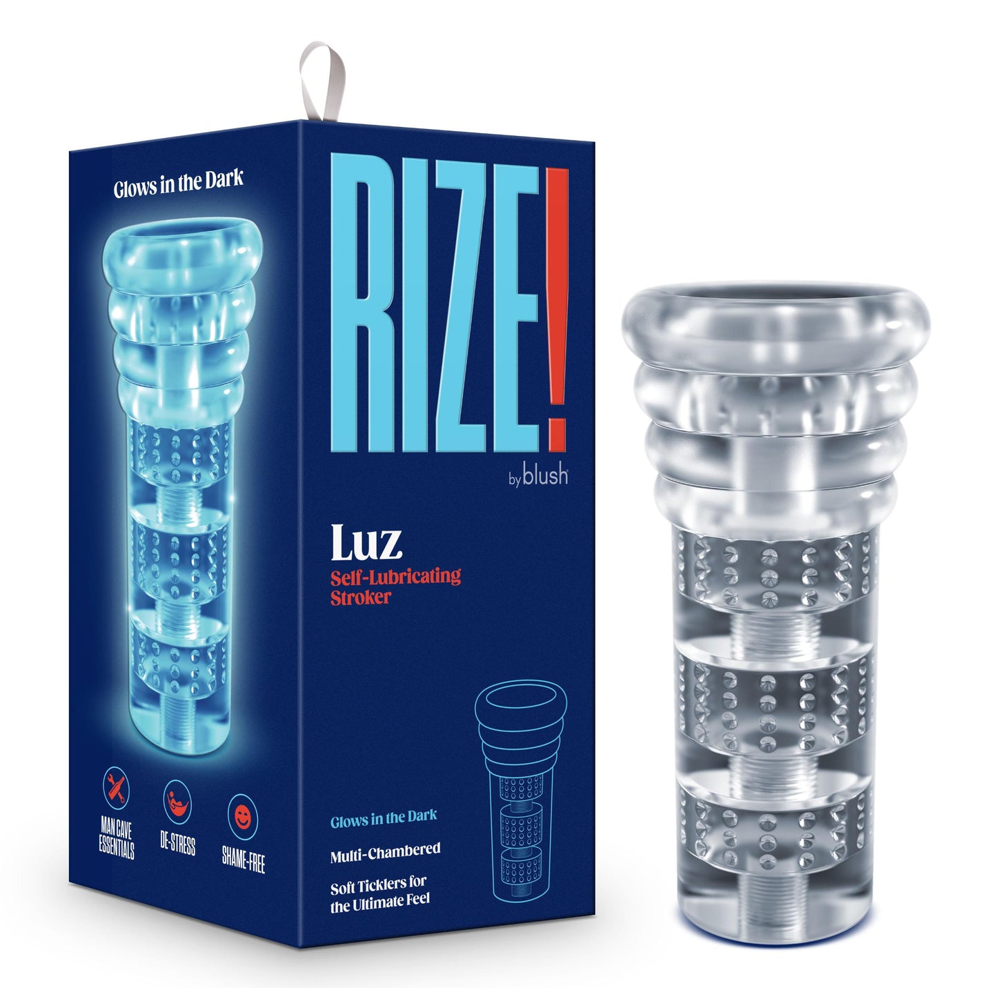 Rize - Luz - Glow in the Dark Self- Lubricating Stroker - Clear