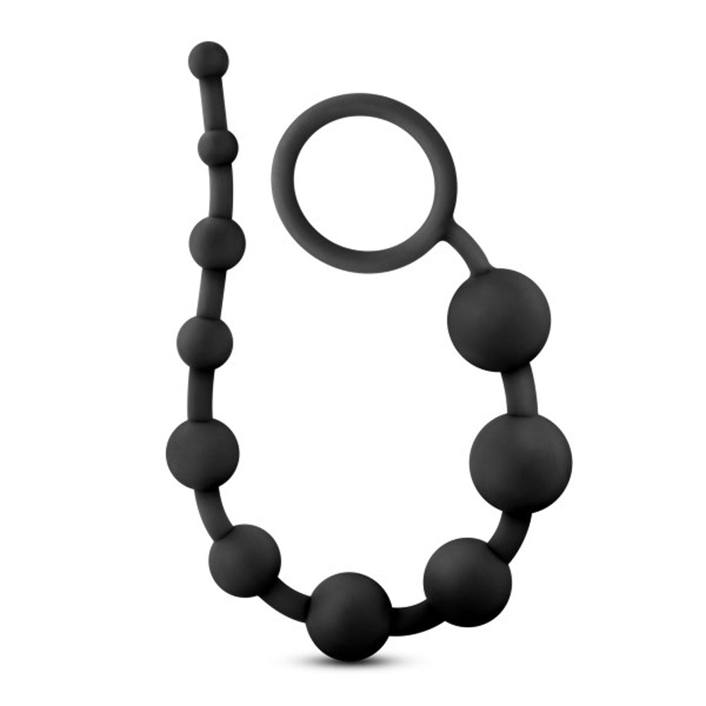 Anal Adventures - Platinum - Silicone 10 Anal Beads - Black