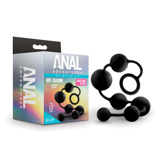 Anal Adventures - Platinum - Silicone Large Anal Beads - Black