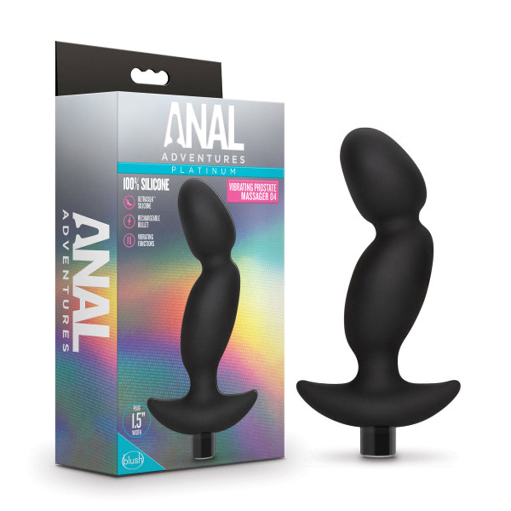 Anal Adventures - Platinum - Silicone Vibrating Prostate Massager 04 -Black