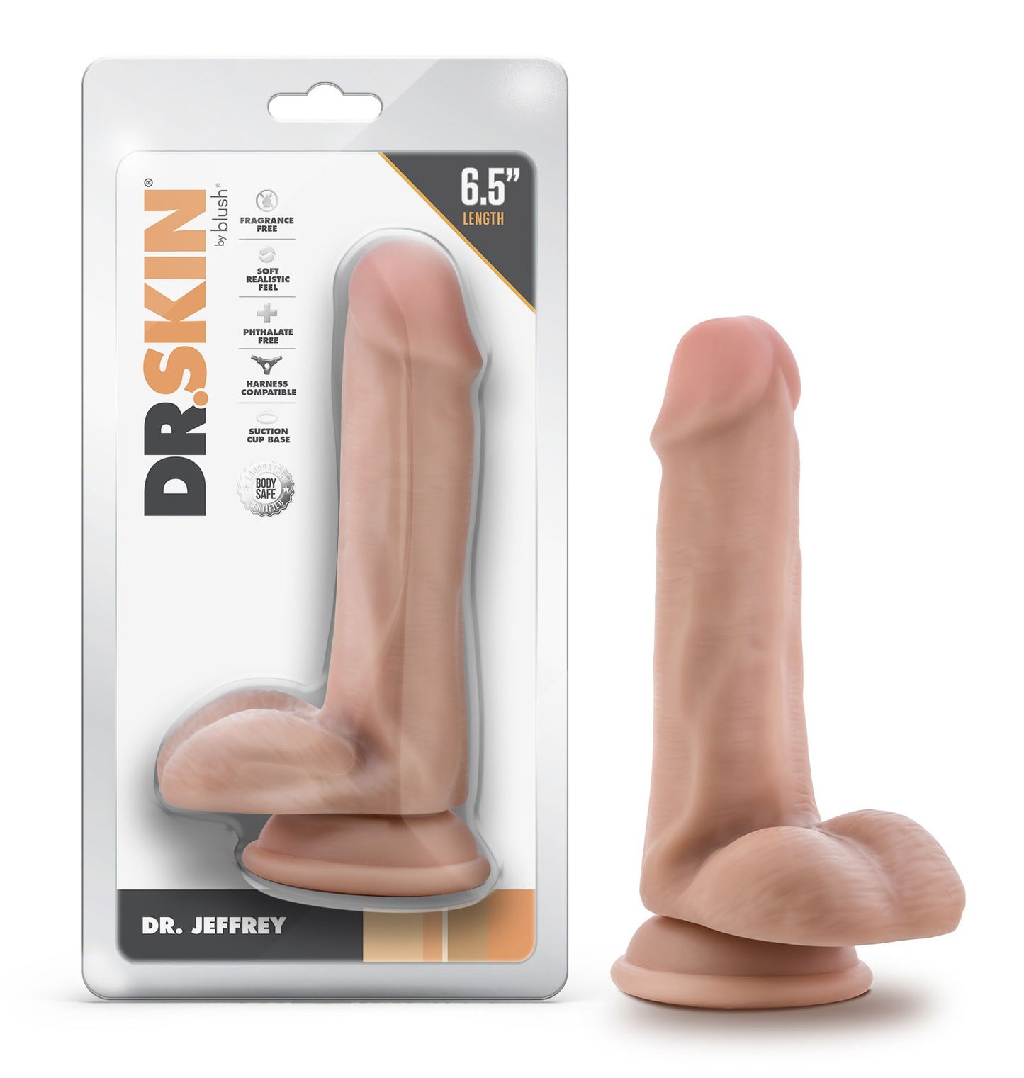 Dr. Skin - Dr. Jeffrey - 6.5 Inch Dildo With Balls - Beige