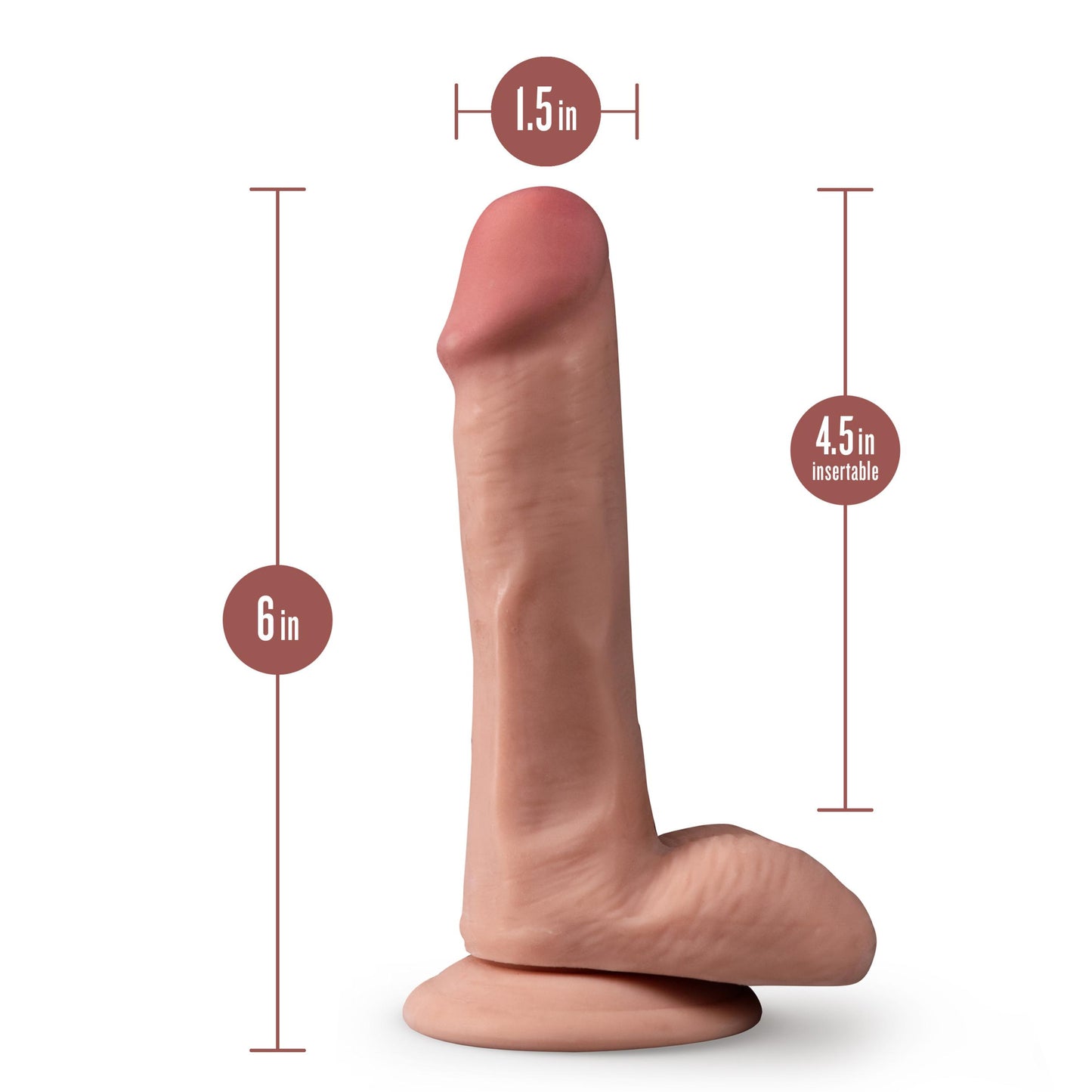 Dr. Skin Plus - 6 Inch Posable Dildo With Balls - Mocha