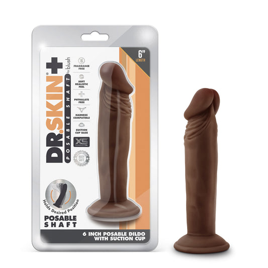 Dr. Skin Plus - 6 Inch Posable Dildo - Chocolate