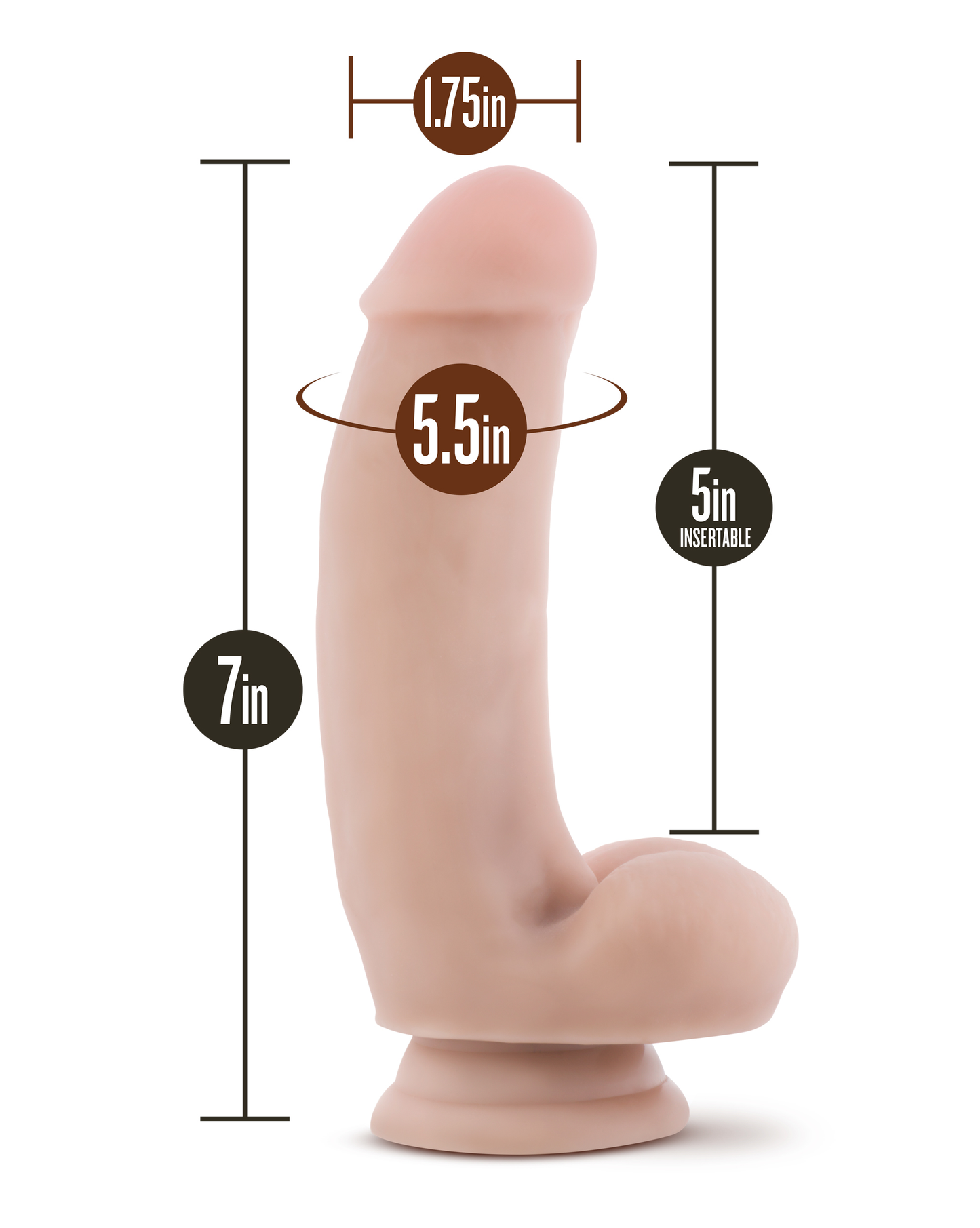 Dr. Skin Silicone - Dr. Samuel - 7 Inch Dildo With Suction Cup - Vanilla