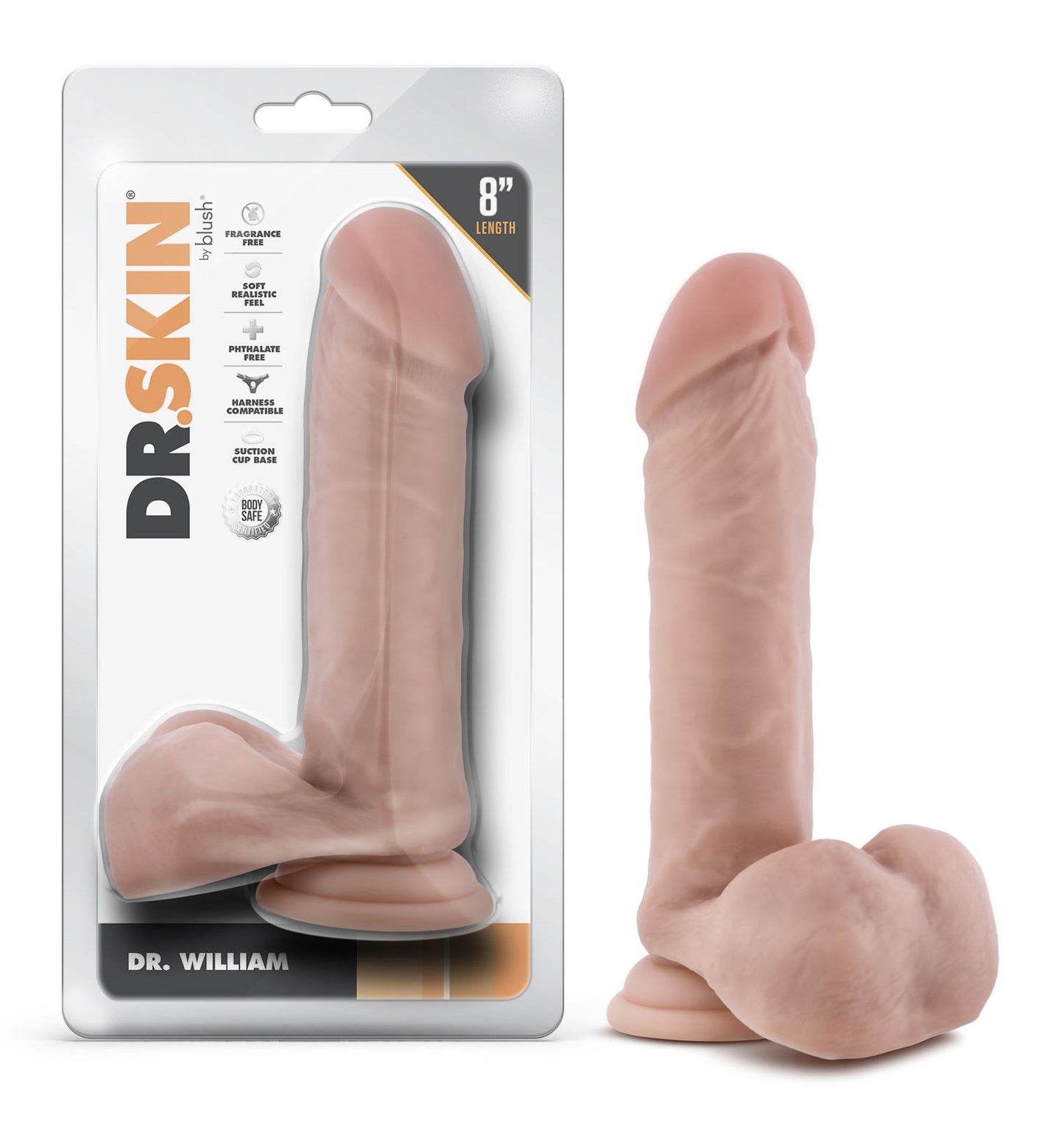 Dr. Skin - Dr. William - 8 Inch Dildo With Balls - Beige