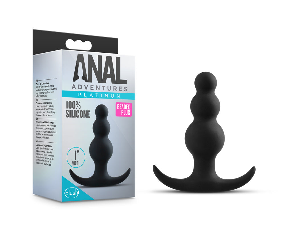 Anal Adventures Platinum - Beaded Plug - Black