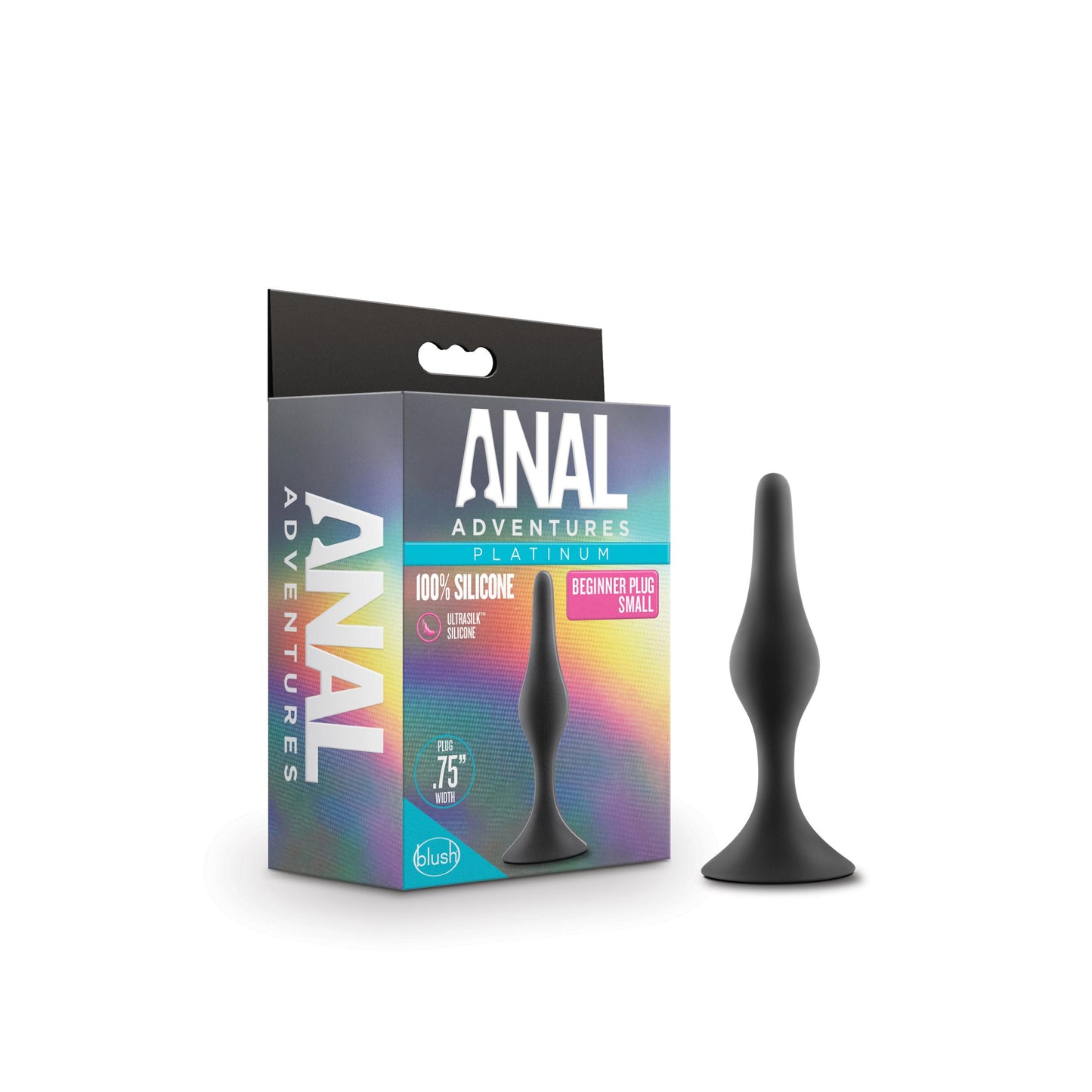 Anal Adventures Platinum - Silicone Beginner Plug - Small - Black