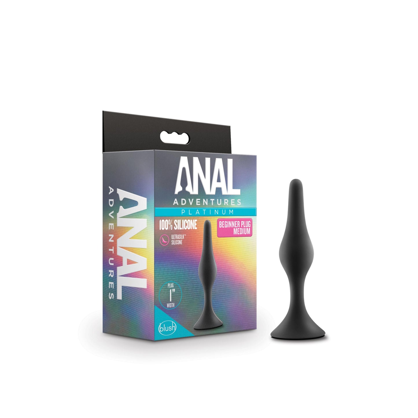 Anal Adventures Platinum - Silicone Beginner Plug - Medium - Black