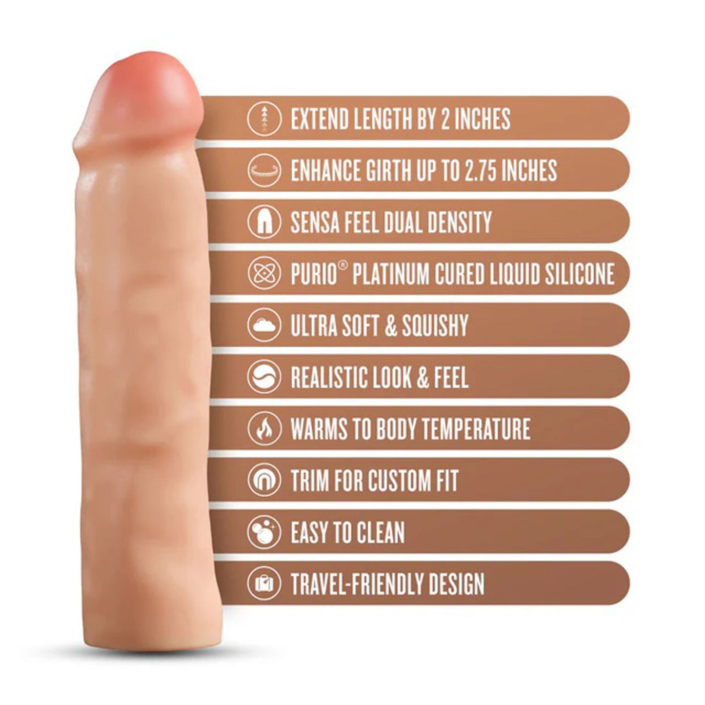 Performance Plus 2 Inch Silicone Penis Xtender - Beige