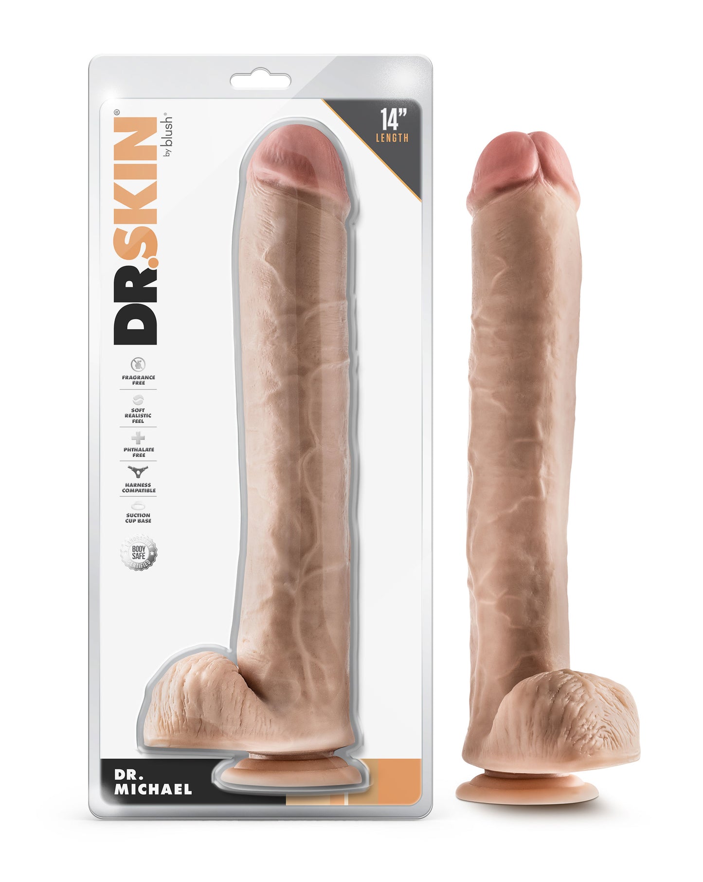 Dr. Skin - Dr. Michael - 14 Inch Dildo With Balls - Beige