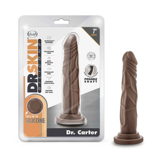 Dr. Skin Silicone - Dr. Carter - 7 Inch Dong With Suction Cup - Chocolate