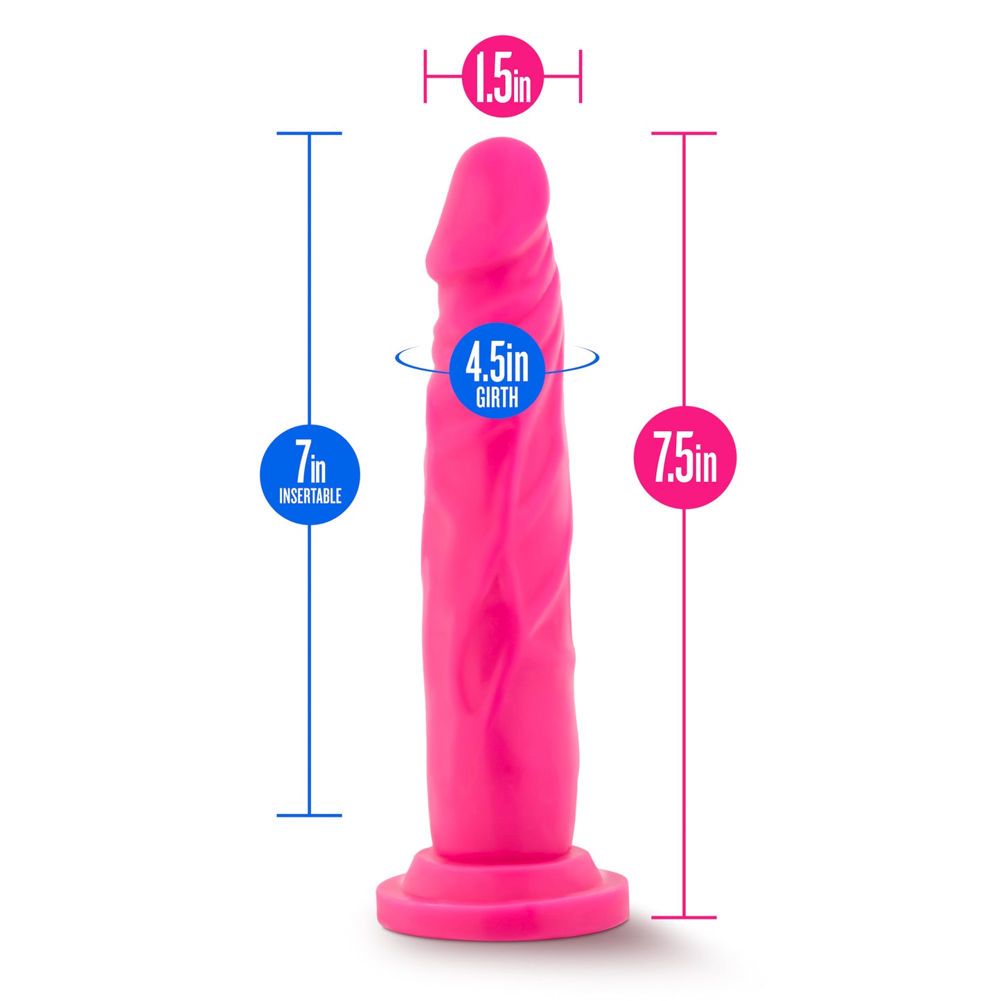 Neo - 7.5 Inch Dual Density Cock - Neon Pink