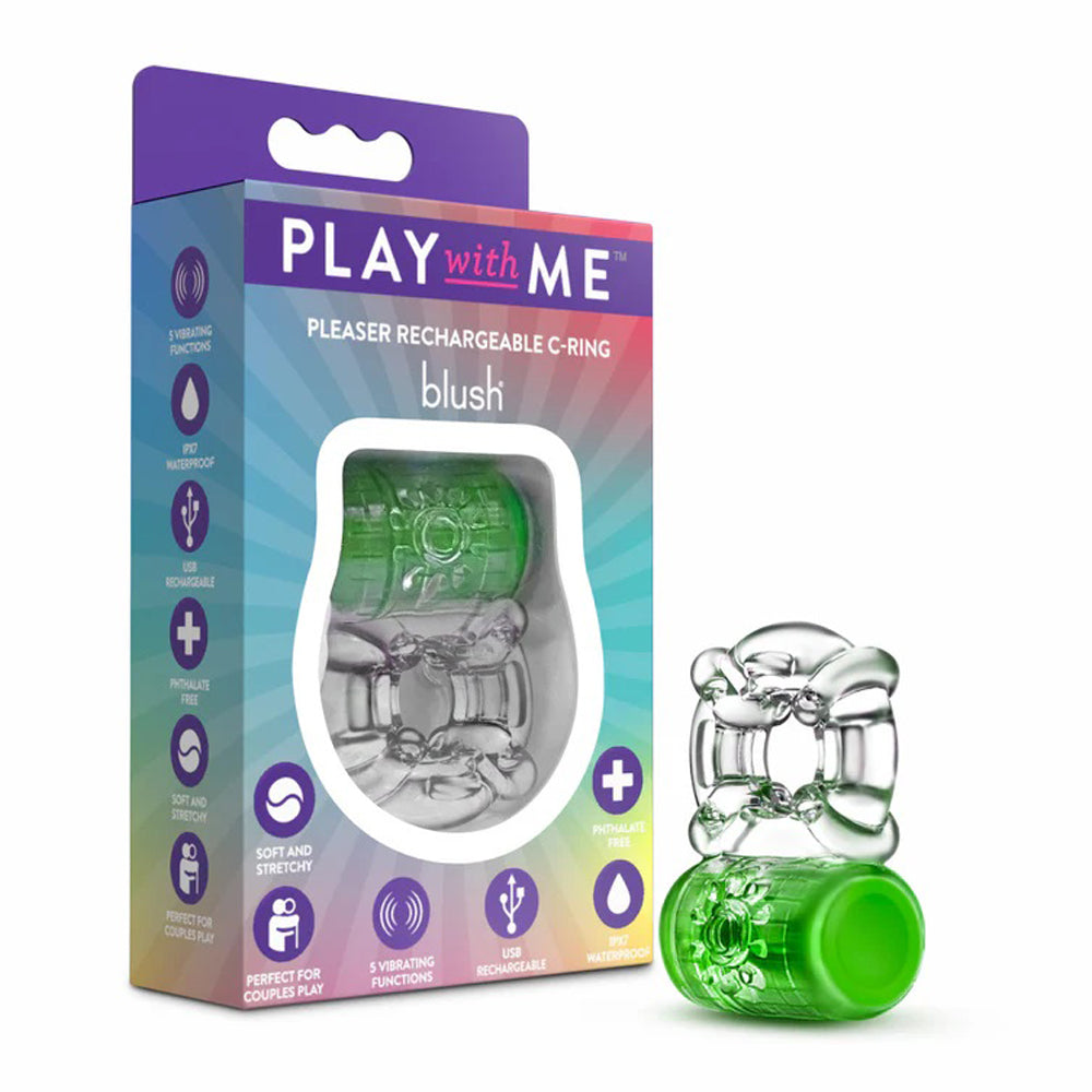 Play With Me Pleaser Rechargeable C-Ring Neon-Green