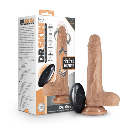 Dr. Skin Silicone - Dr. Grey - 7.0" Thrusting Dildo - Vanilla (7.5" While Thrusting)