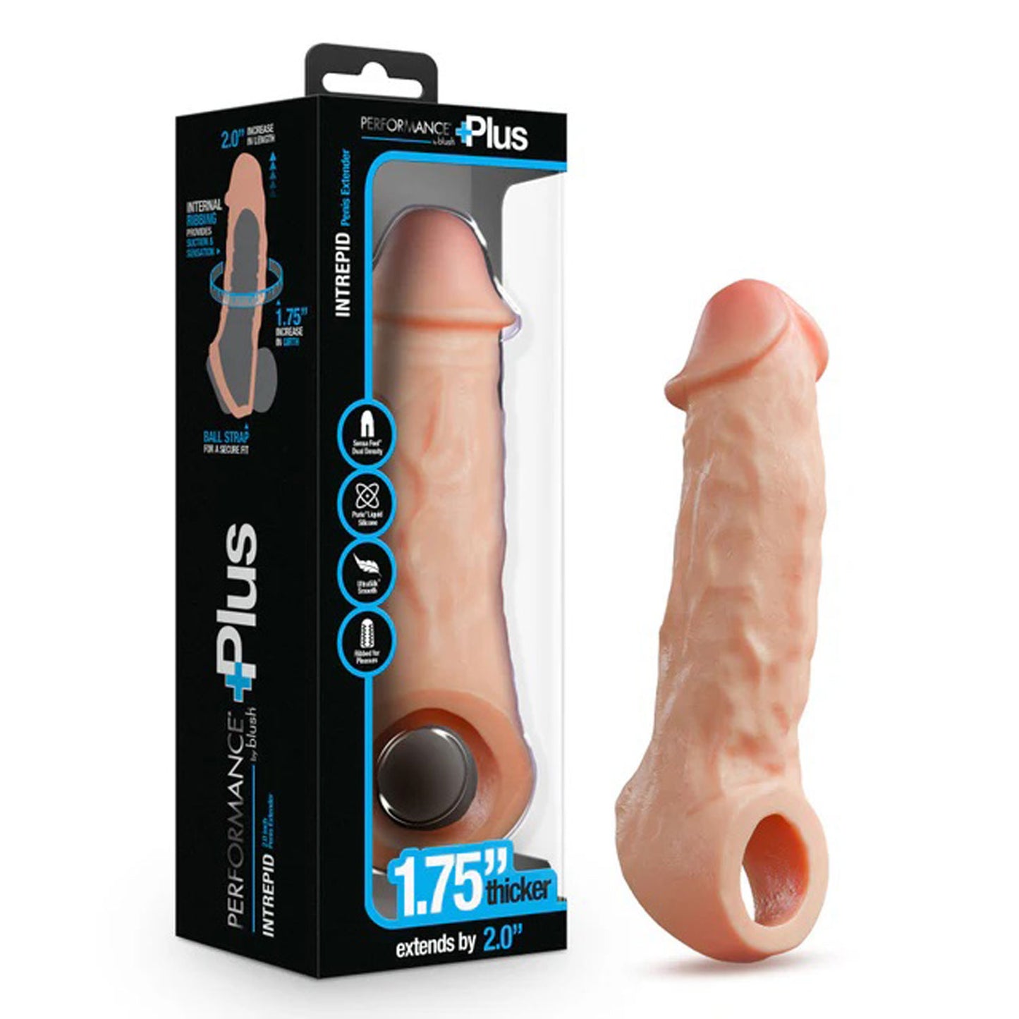 Performance Plus Intrepid 2 Inch Silicone Penis Xtender Beige