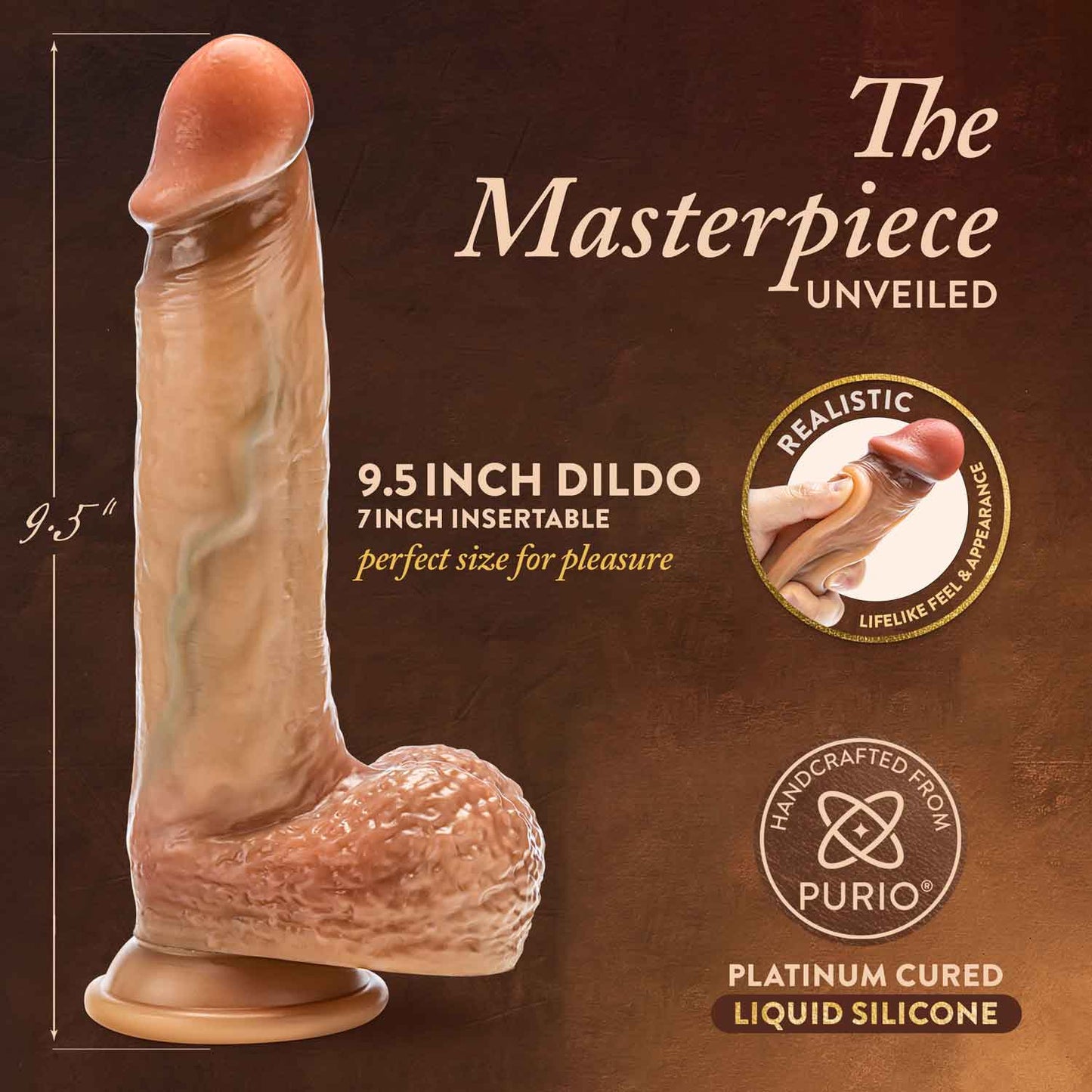 Renaissance - Raphael - 9.5 Inch Sliding Foreskin Dildo With Squeezable Balls - Tan