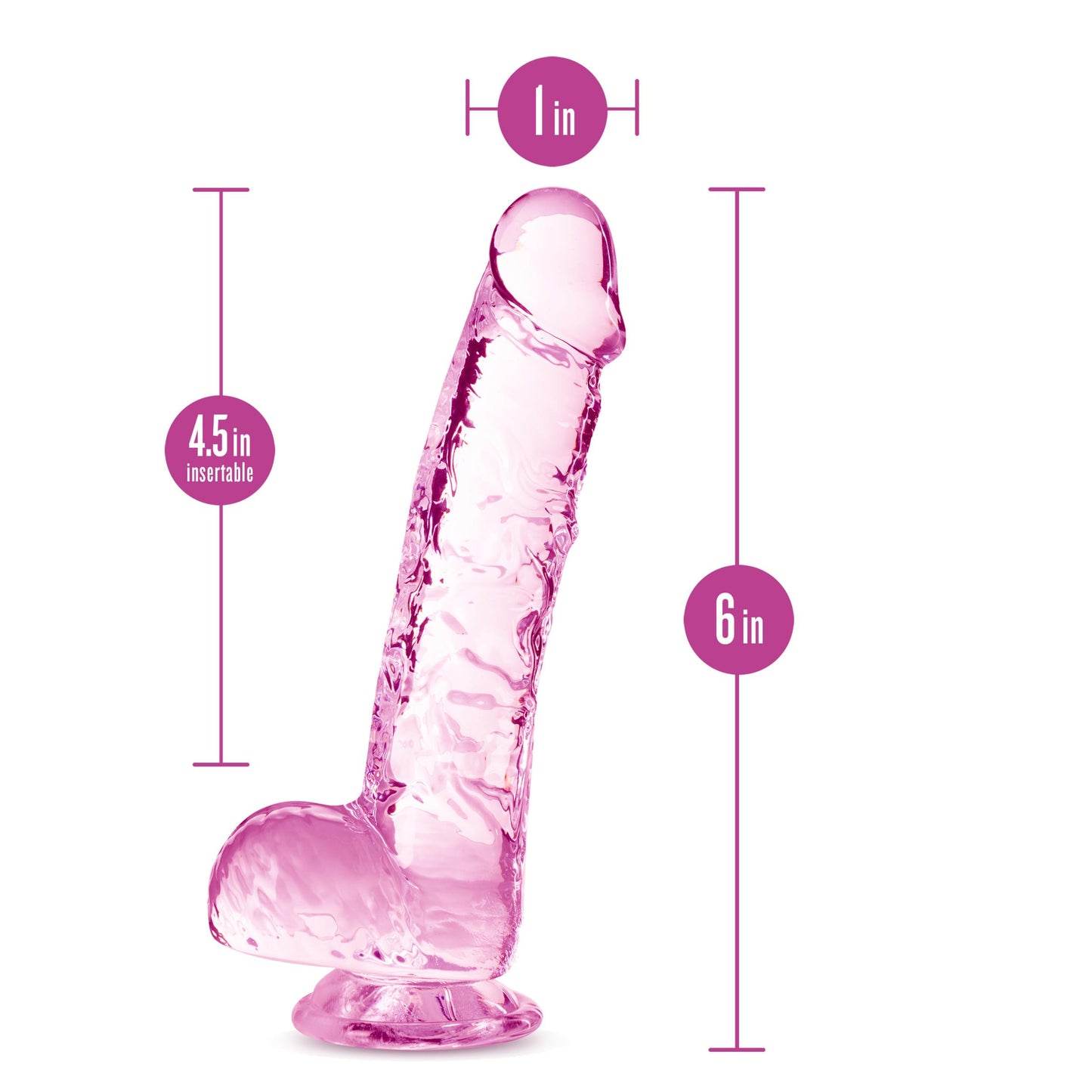 Naturally Yours - 6 Inch Crystalline Dildo - Rose