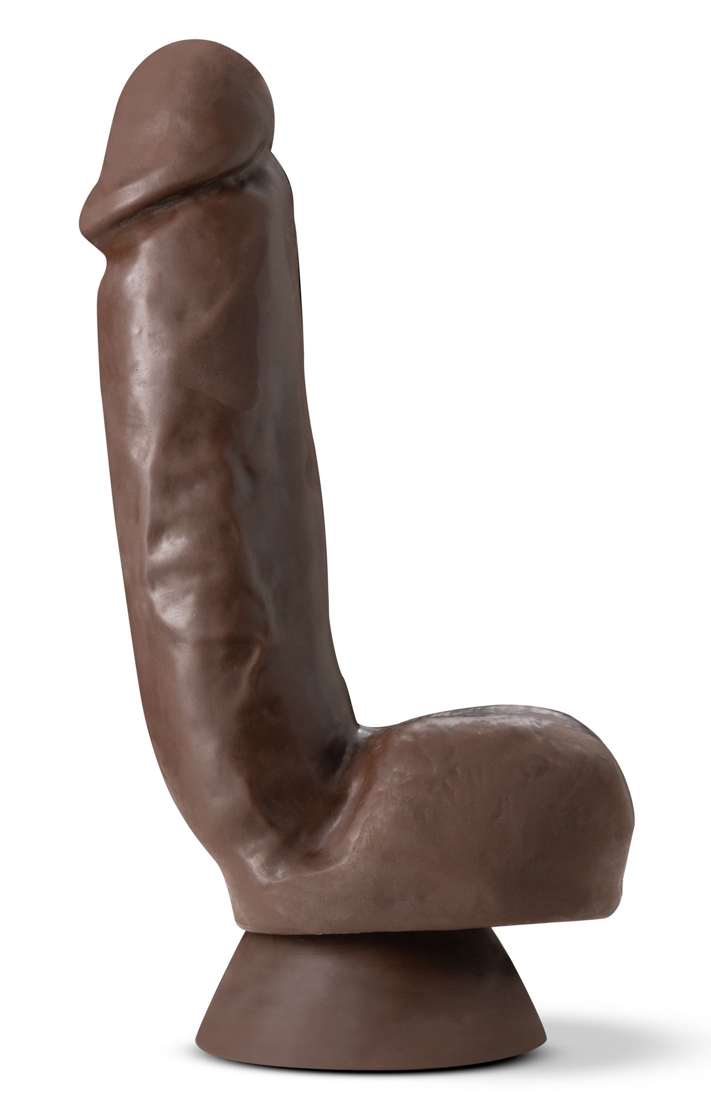 Dr. Skin Plus - 8 Inch Thick Poseable Dildo With Squeezable Balls - Chocolate