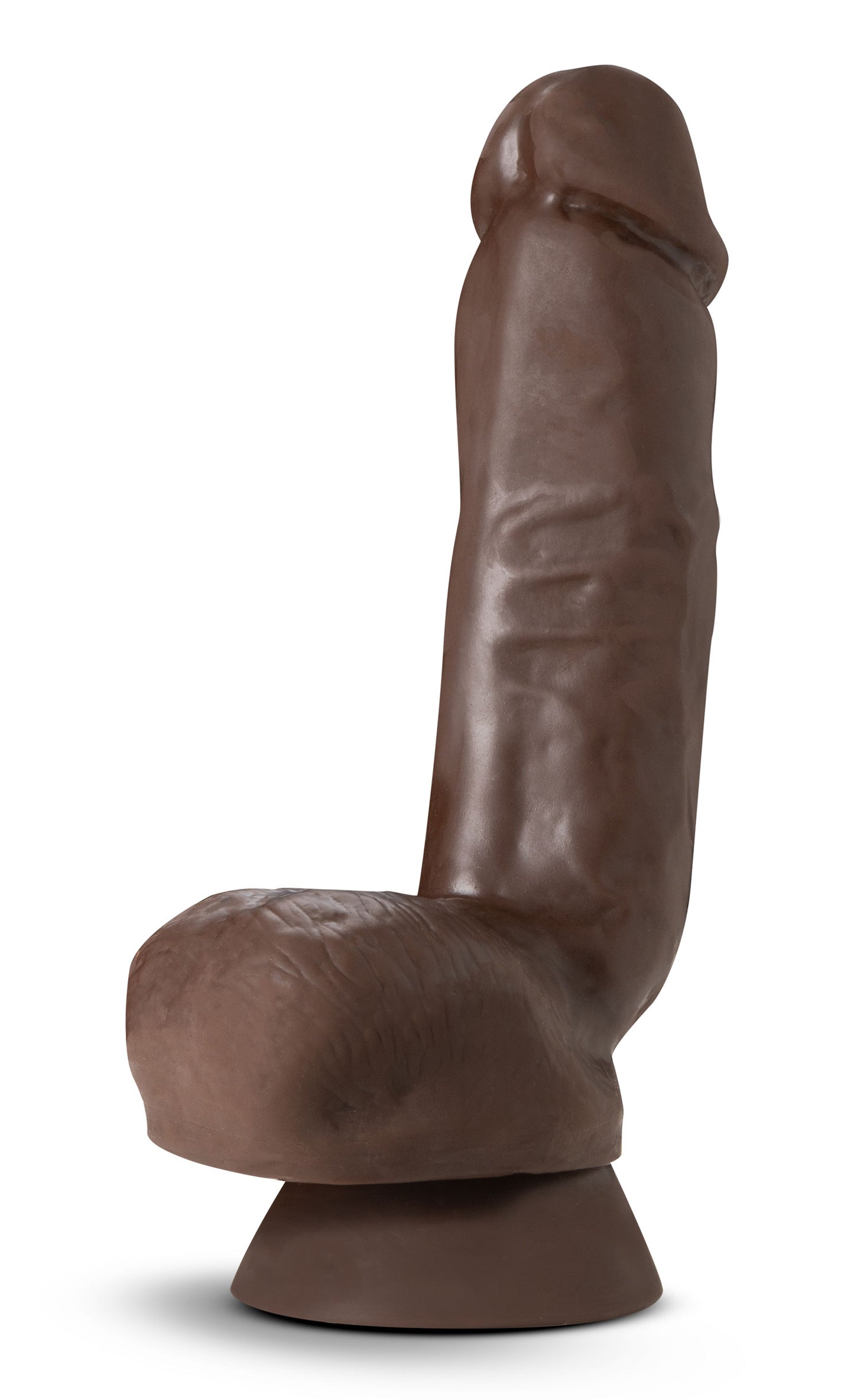 Dr. Skin Plus - 8 Inch Thick Poseable Dildo With Squeezable Balls - Chocolate