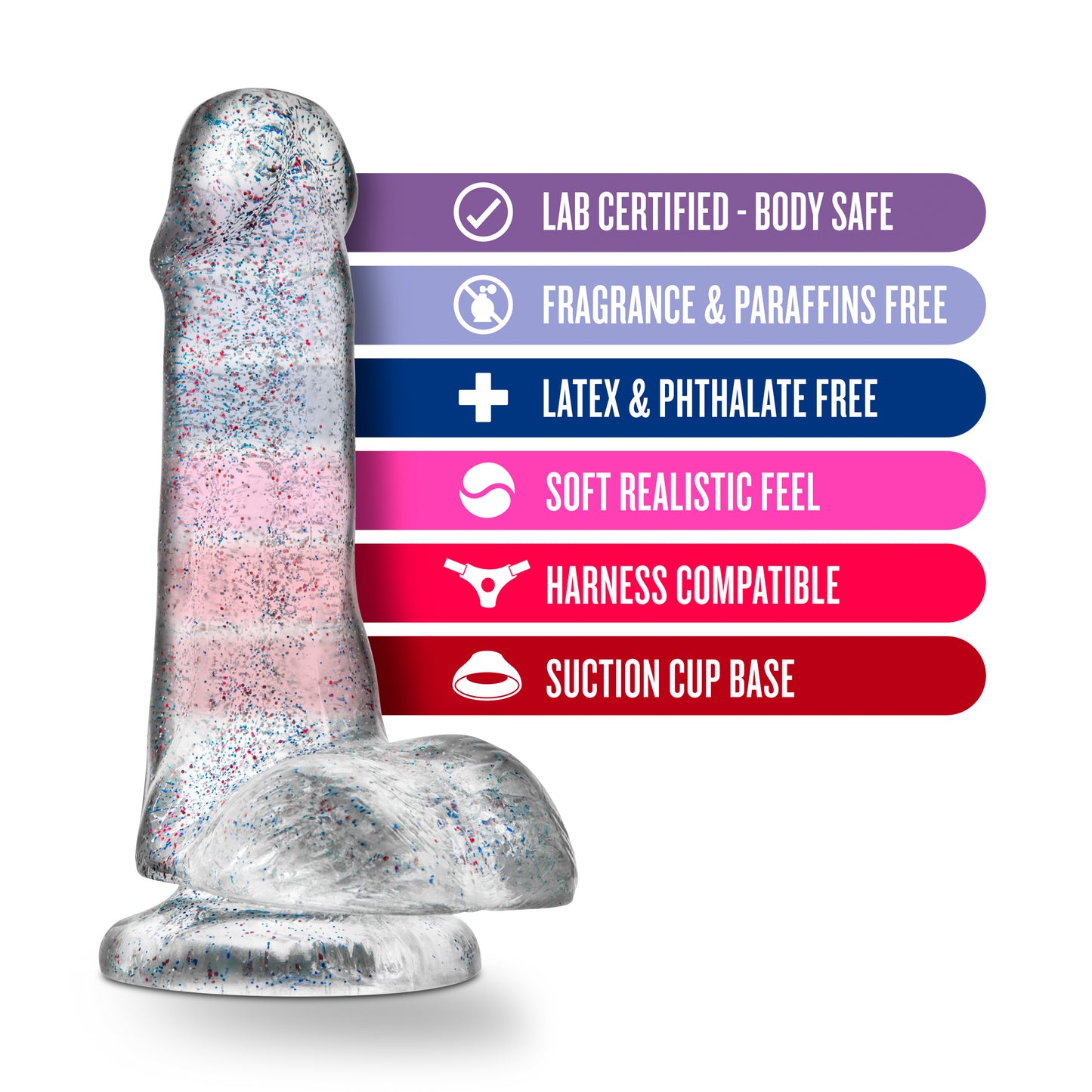 Naturally Yours - 6 Inch Glitter Cock - Sparkling Clear