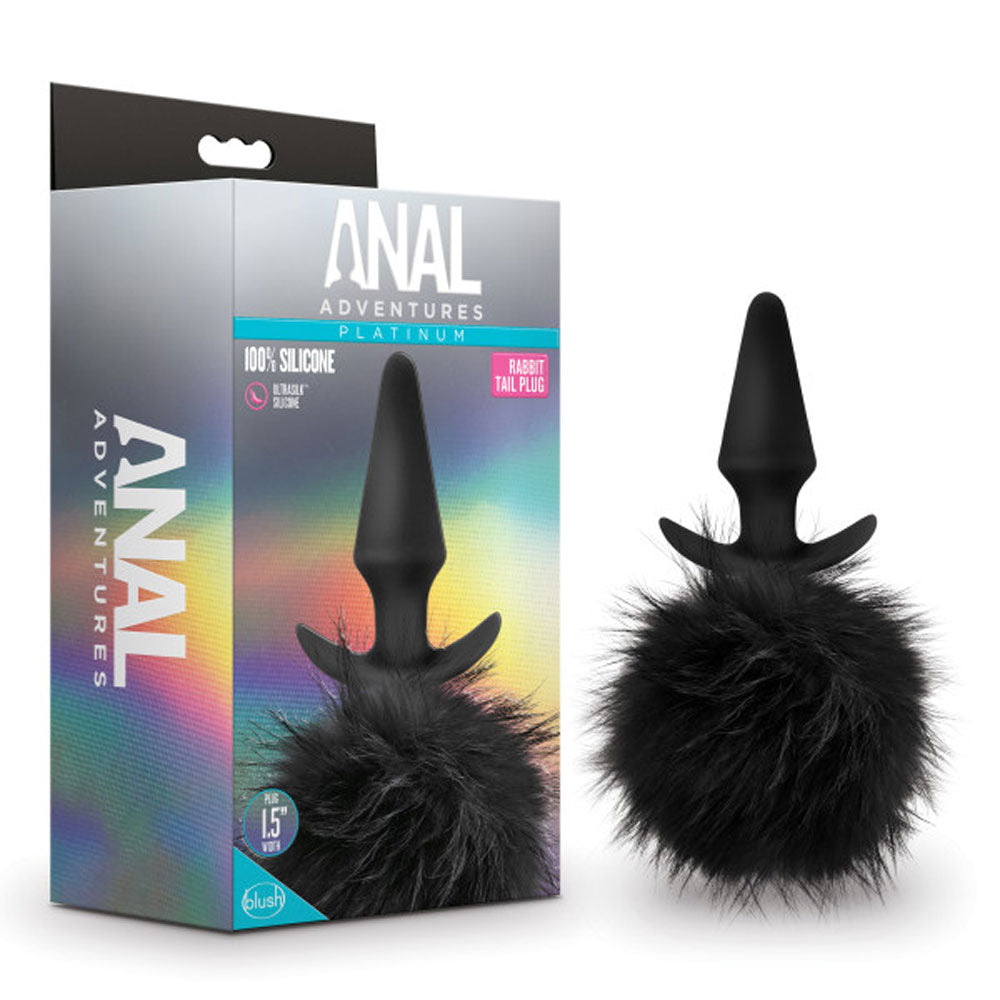 Anal Adventures - Platinum - Rabbit Tail Plug - Black