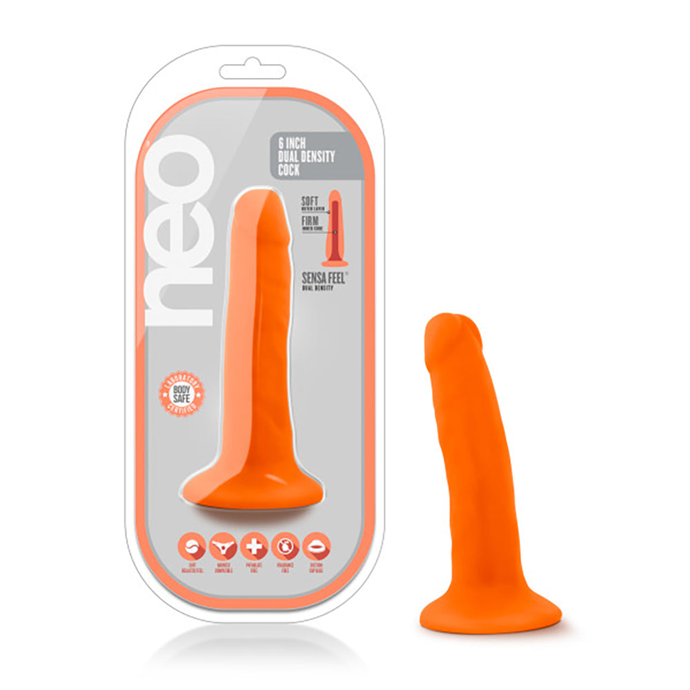 Neo - 5.5 Inch Dual Density Cock - Neon Orange