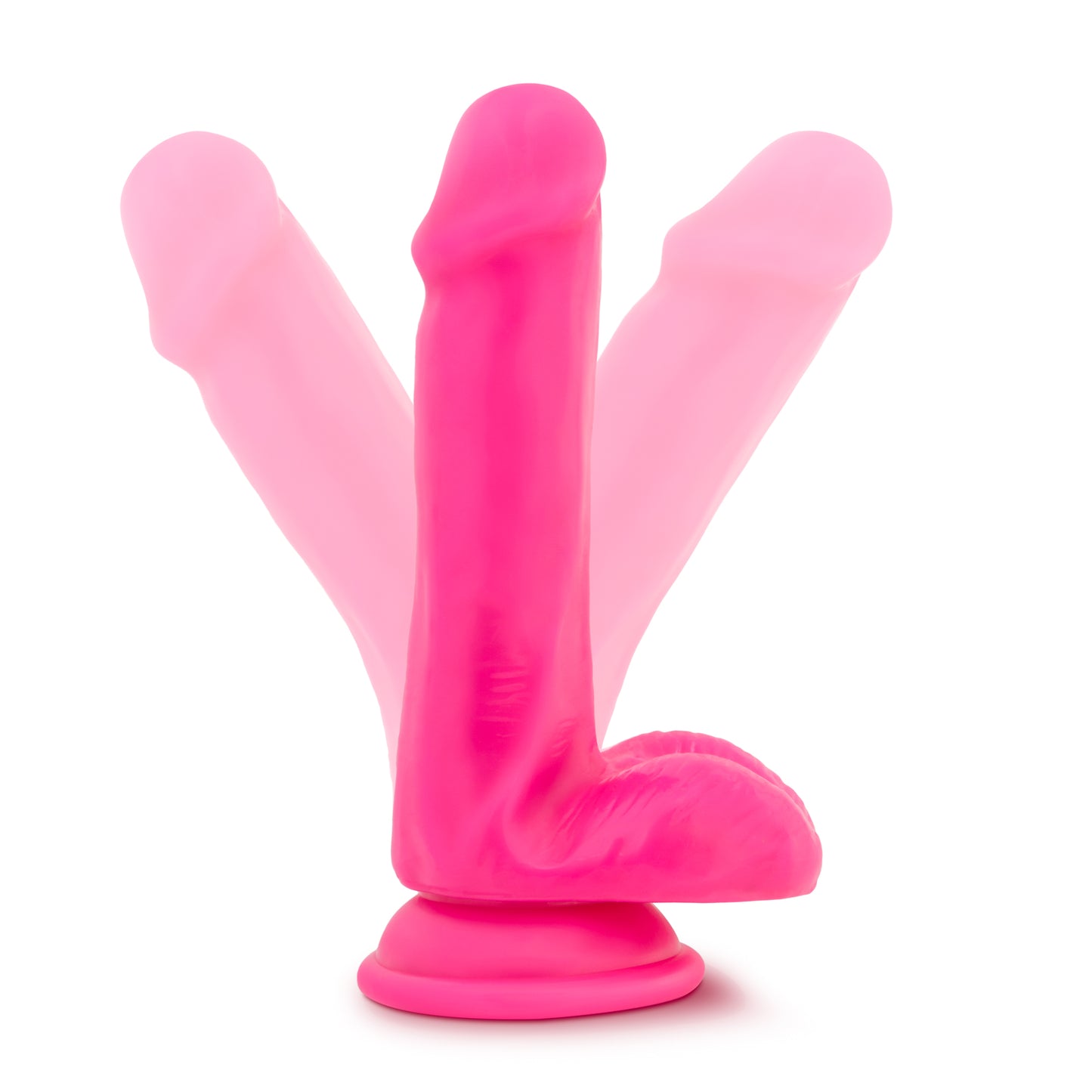 Neo - 6 Inch Dual Density Cock with Balls - Neon Pink