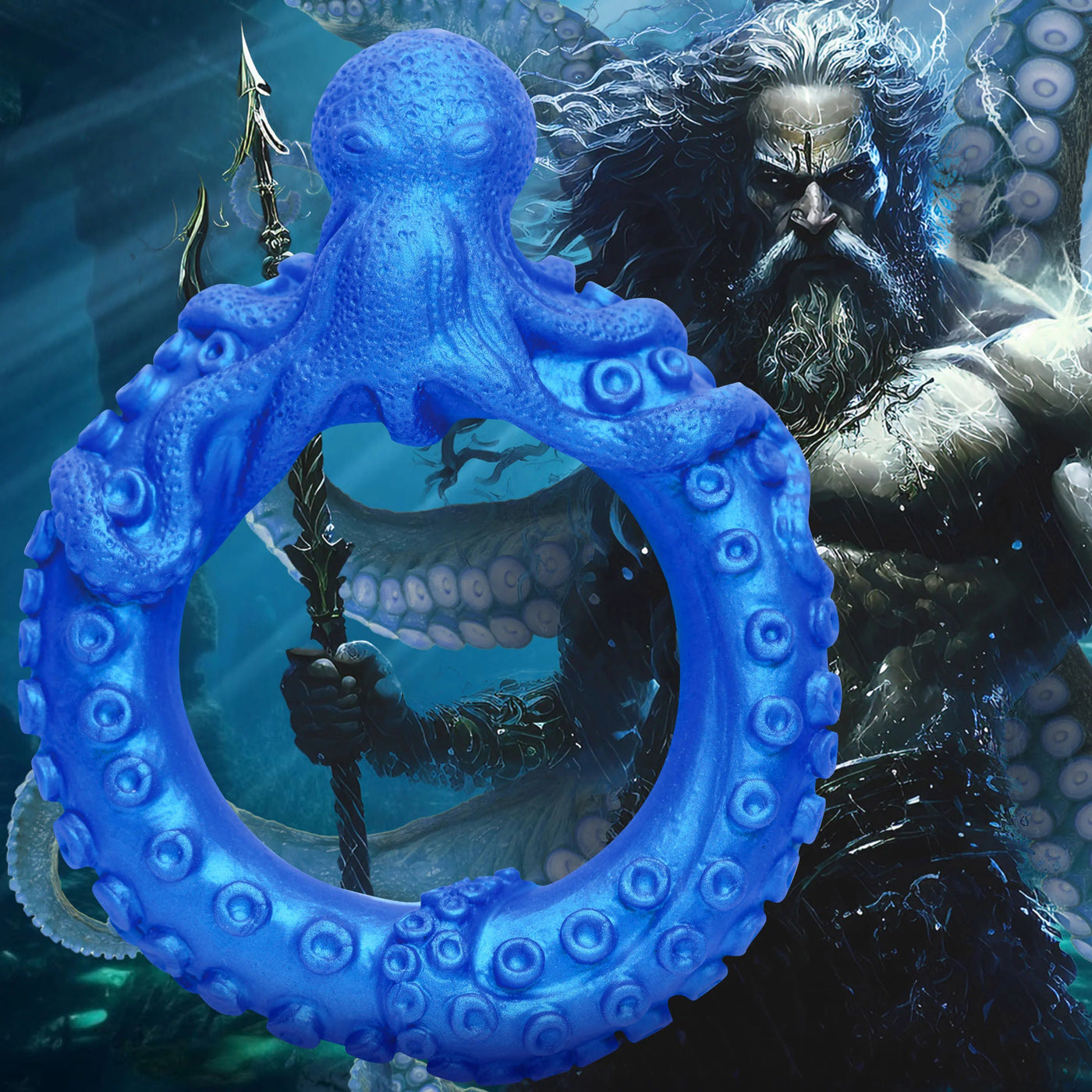 Poseidon's Octo-Ring Silicone Cock Ring - Blue