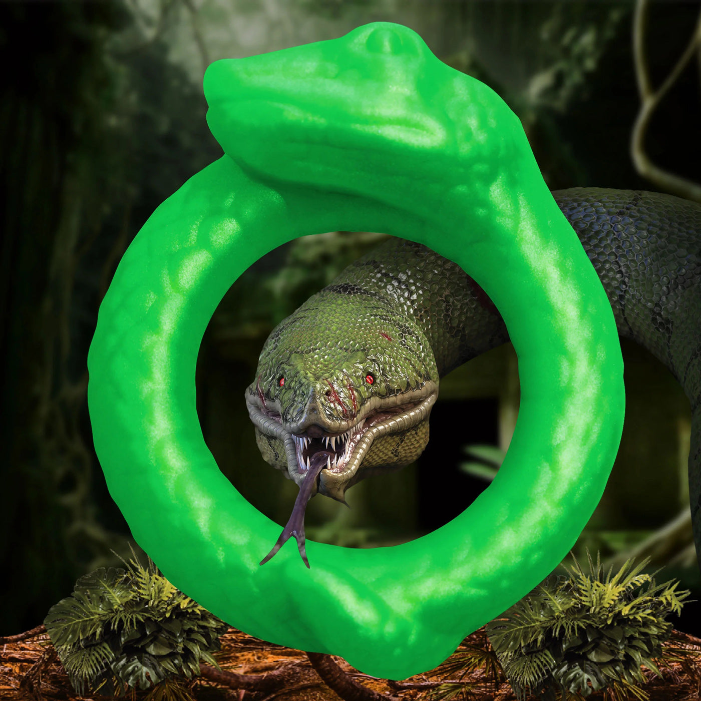 Serpentine Silicone Cock Ring - Green