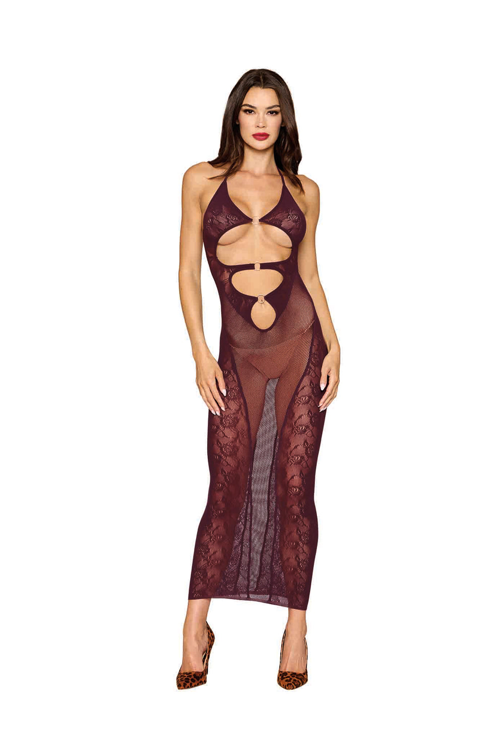 Bodystocking Gown and Shrug Dmnd - One Size - Cherry Lacquer