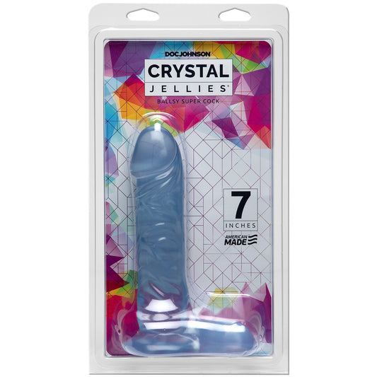 Crystal Jellies 7 Inch Ballsy Supercock - Clear