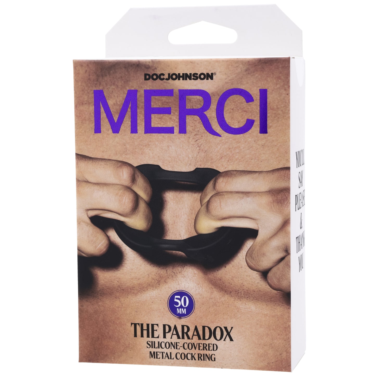 Merci - the Paradox - Silicone Covered Metal Cock Ring - 50mm - Black