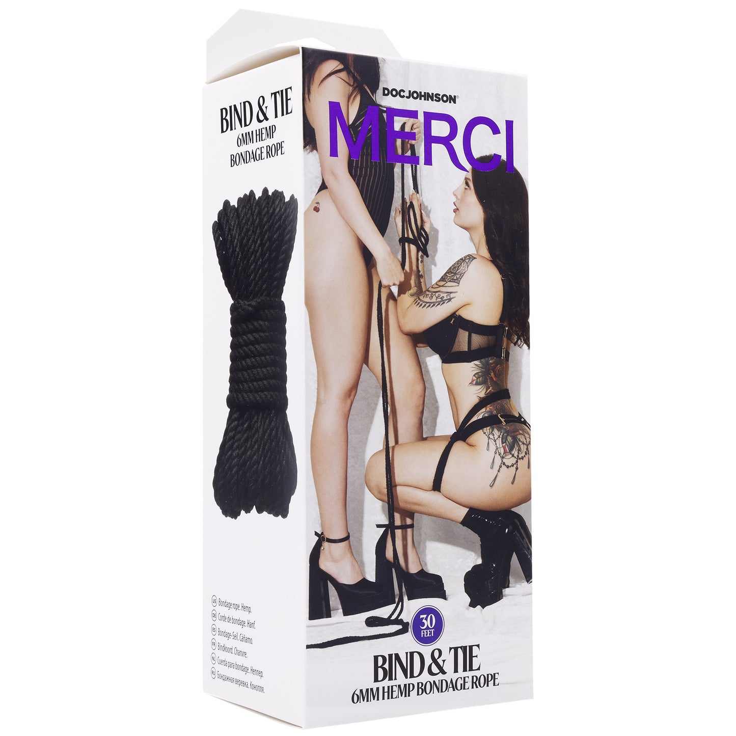 Merci - Bind and Tie - 6mm Hemp Bondage Rope - 30 Feet - Black