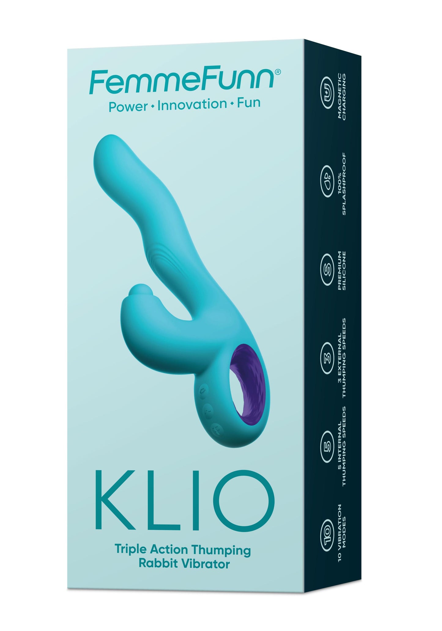 Klio Triple Action Thumping Rabbit Vibrator - Turquoise