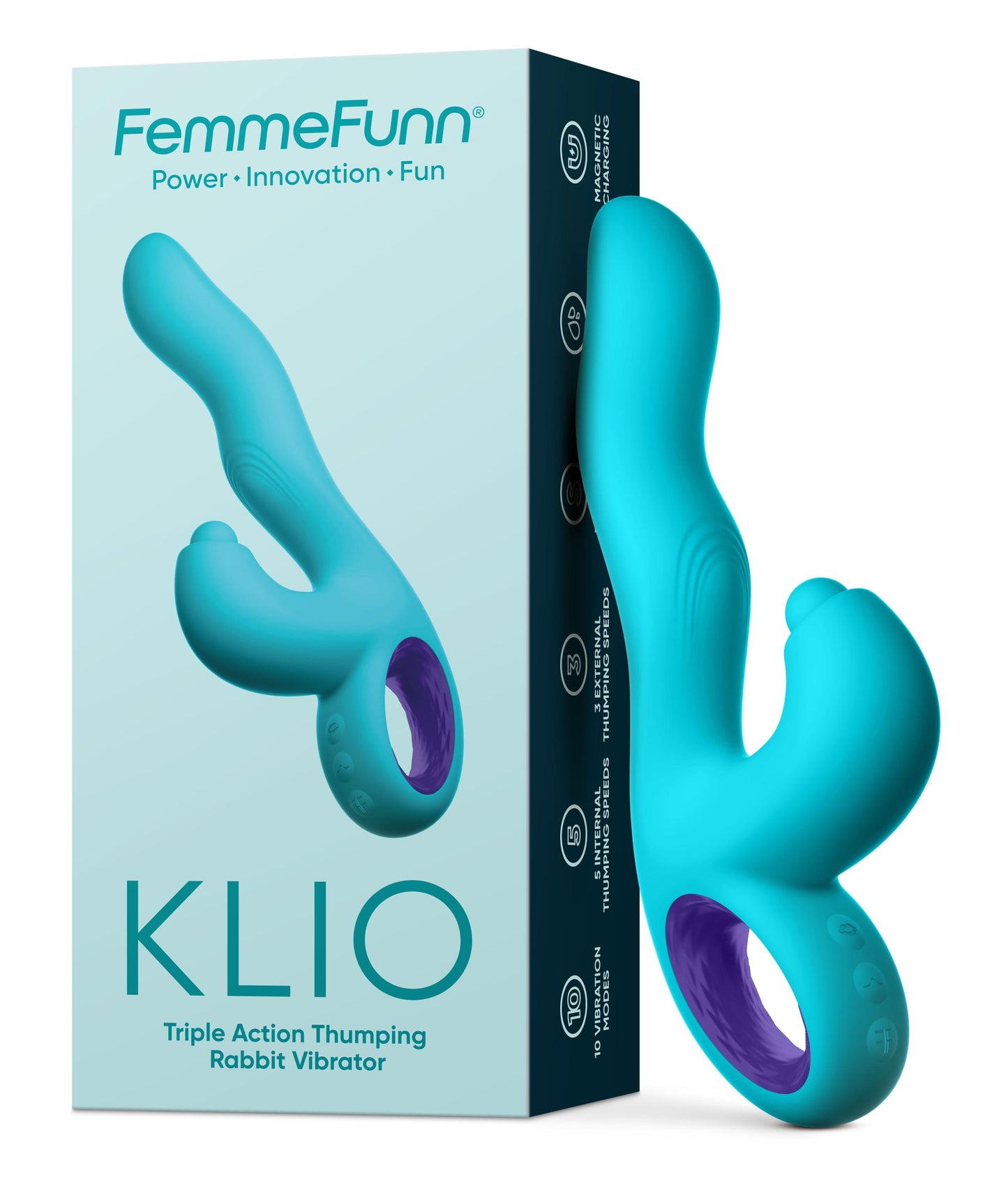 Klio Triple Action Thumping Rabbit Vibrator - Turquoise