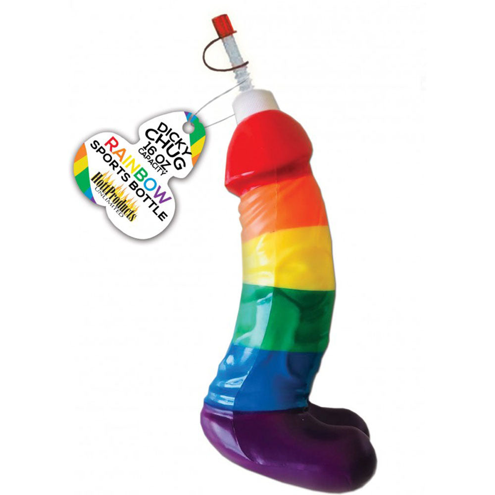 Rainbow Dicky Chug Sports Bottle 16 Oz Capacity