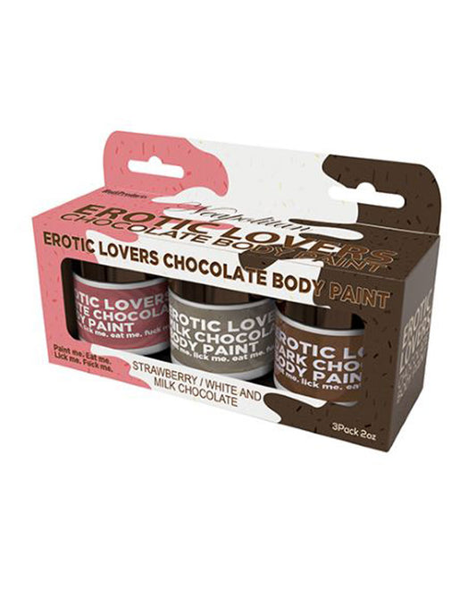 Erotic Lovers Chocolate Body Paint - Neapolitan - White Chocolate, Milk Chocolate and Strawberry - (3 Pack)