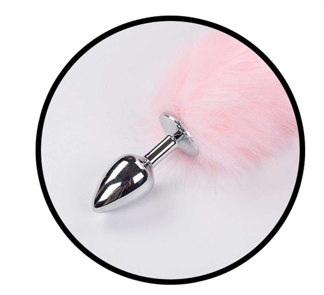 Foxy Tail - Light Up Faux Fur Butt Plug - Pink Plug - Pink