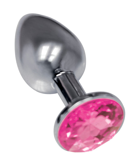 The 9's the Silver Starter Bejeweled Stainless Steel Plug - Pink