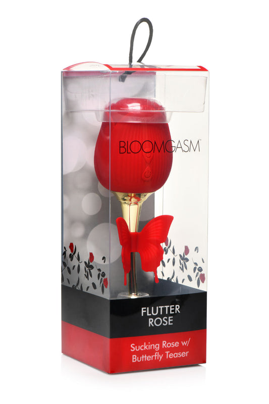 Bloomgasm Flutter Rose Sucking Rose with Butterfly Teaser - Red