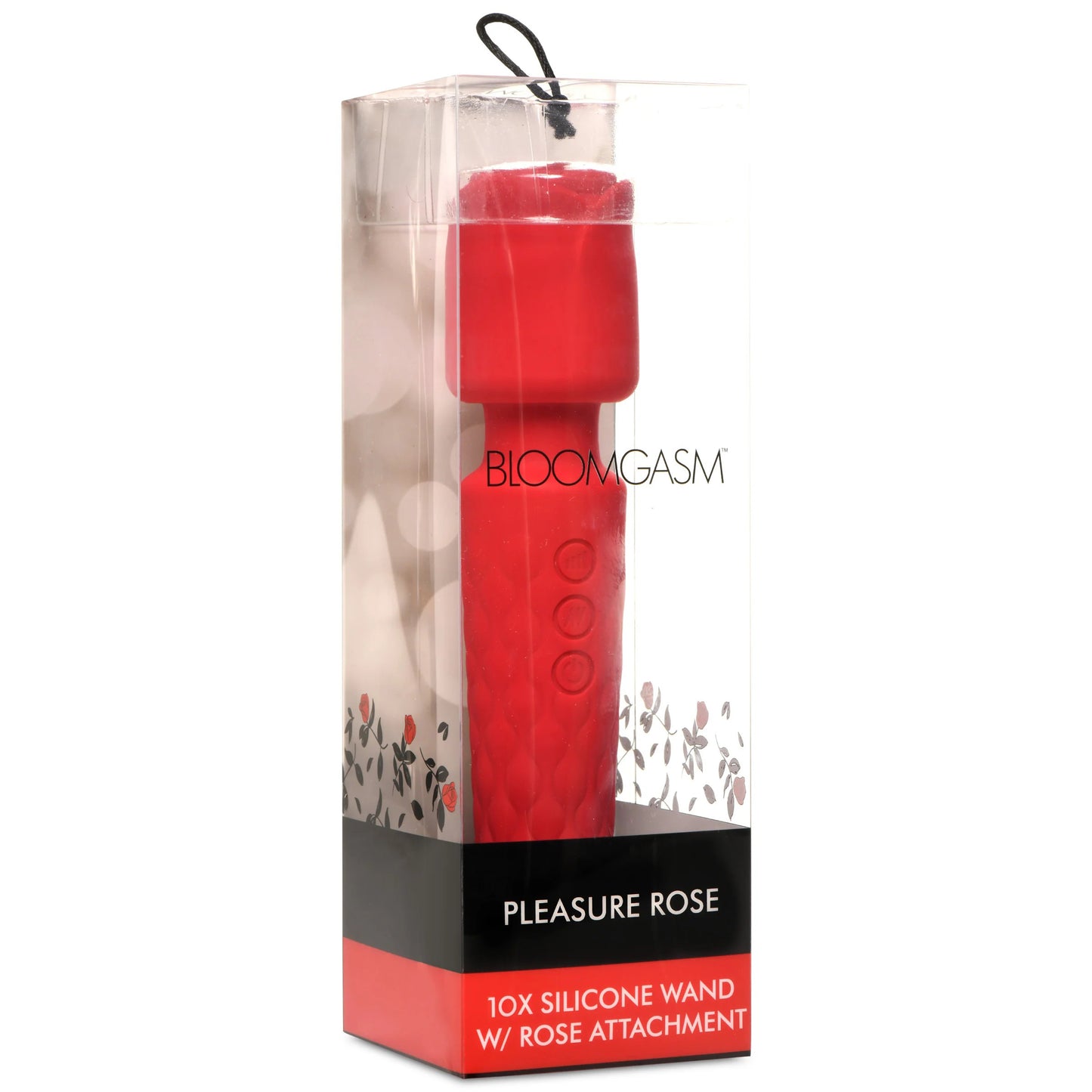 Pleasure Rose 10x Silicone Wand With Rose Attachment - Red