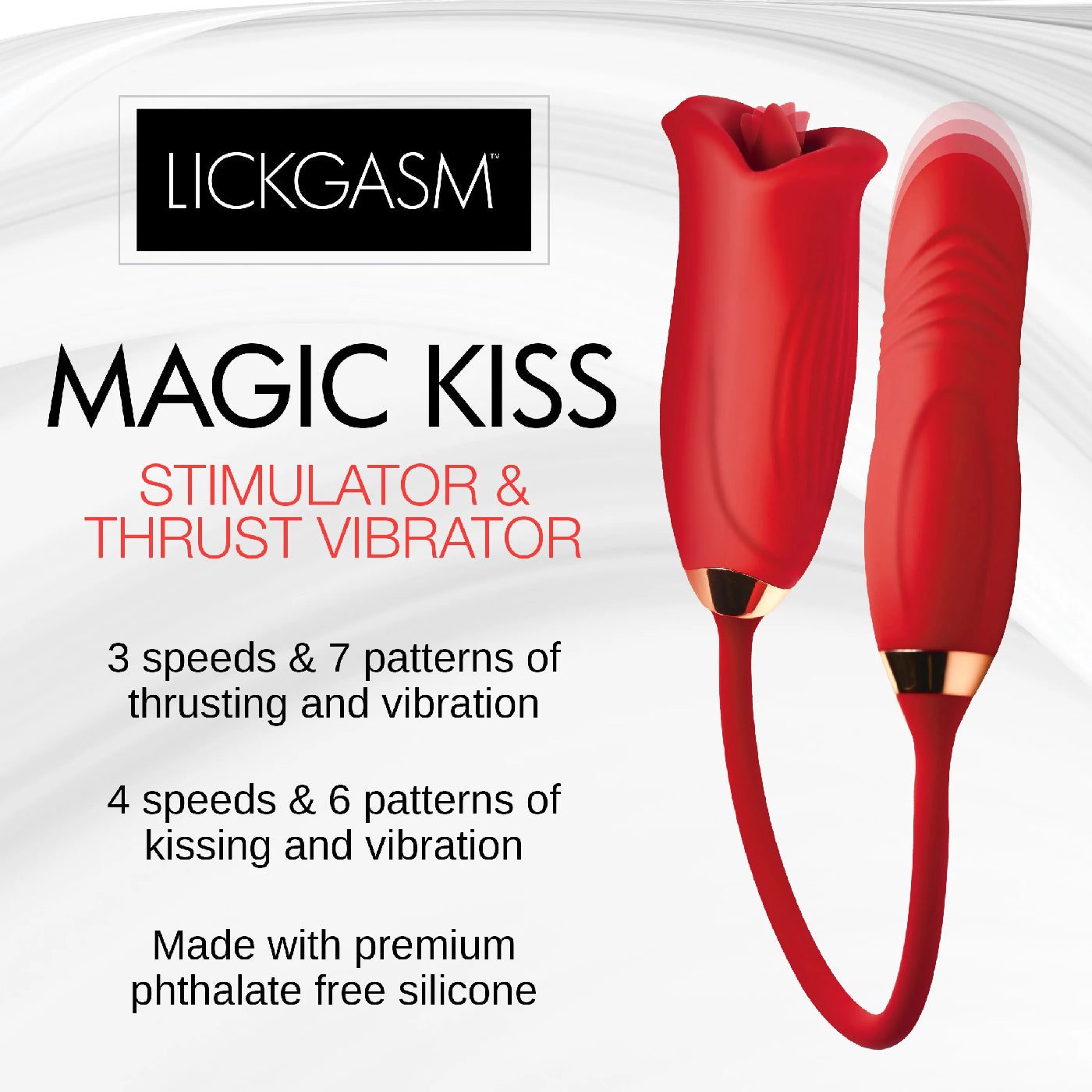 Magic Kiss Kissing Clitoral Stimulator With Thrusting Vibrator - Red