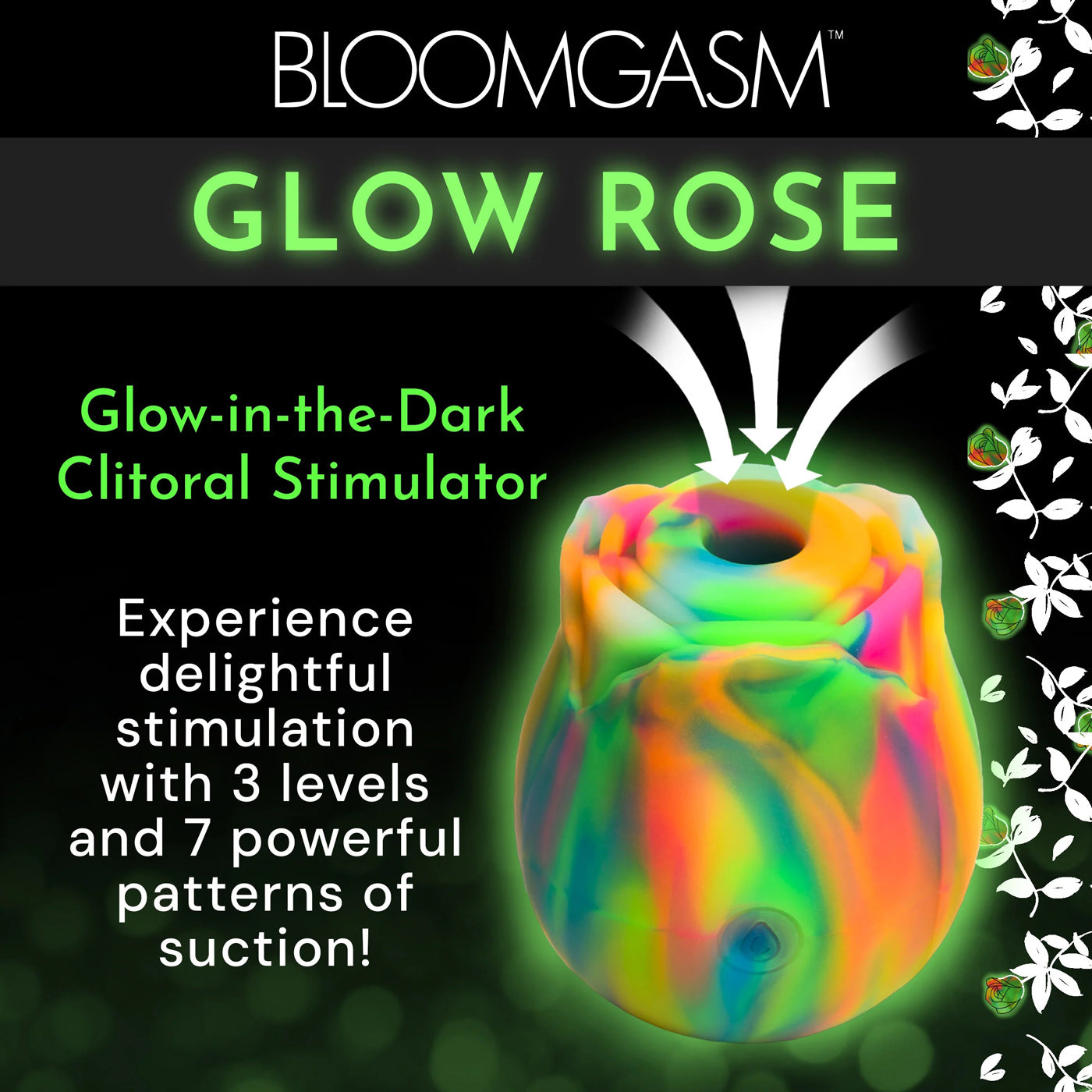 Glow Rose Glow-in-the-Dark Rose Clit Stimulator - Rainbow