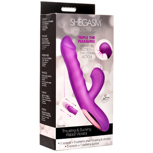 Thrust Wave Thrusting and Sucking Rabbit Vibrator - Purple